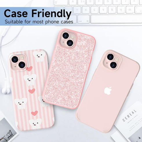 YWXTW for iPhone 15 Plus/iPhone 15 Camera Lens Protector, Glitter Metal Ring Tempered Glass