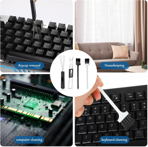2PCS Keycap Puller and Switch Puller with 2PCS Keyboard Brush, Mechanical Keyboard Cleaning Tool