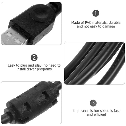 3m 2.0 NOLITOY Printer USB Cable Black USB Connection Cord for Computer, Copier, Scanner, and Fax Machine Office Supply