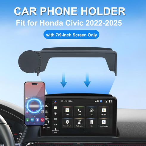 TUYICN 2022-2025 7/9-inch 360 Car Phone Holder for Honda Civic Accessories Screen Fixed Clip, Magnet Cell Phone Mount