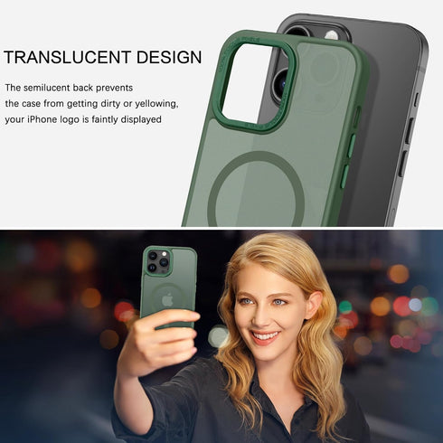 BENTOBEN iPhone 13 Pro Max Case, Dark Green Translucent Matte, Shockproof, MagSafe Compatible, 6.7" Protective Cover.