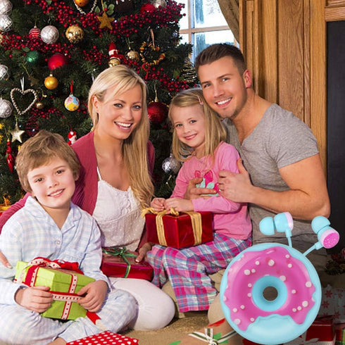 QearFun Donut Earbuds for Kids, Cute Wired Earbud & in-Ear Headphones with Microphone and Lovely Storage Case for