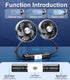 3 360 Hose Car Fan for Backseat Kids with Led Lights - USB Car Seat Fans for Baby - Independent Control Speeds Degree