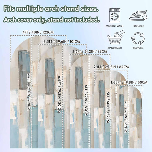 Jnbasdffb 7.2 Blue Beige Color Blocks Wedding Arch Cover, Stretchy Spandex Arch Backdrop Stand Covers FT, Abstract Oil