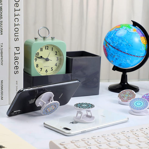 9 Pieces Colorful Cell Phone Grip Holder, Collapsible Self-Adhesive Sublimation Holders for Smartphones and Tablets