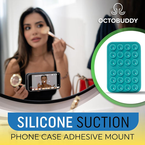MAX Silicone Suction Phone Case Adhesive Mount - Hands-Free, Strong Grip Holder for Selfies and Videos - Durable, Easy to Use - iPhone and Android Compatible - 2.6 x 3.9 , Baby Blue