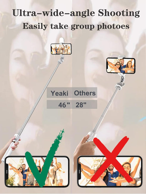 Selfie Stick Tripod with Wireless Remote, 46'' Cellphone Tripod with LED Fill Light for iPhone 16/15/14/13/12/11 and