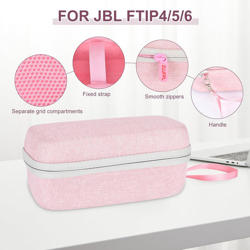 EVA Hard Case for JBL Flip 6/5 Waterproof Portable Bluetooth Speaker, Travel Protective Carrying Bag - Pink