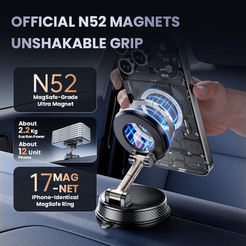 UEEMEE 360 17 16 15 14 13 Vacuum Magnetic Phone Holder for Car, Magsafe Car Mount Adjustable Vacuum Suction Cup, Phone