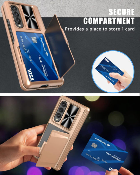 Vihibii for Samsung Galaxy Z Fold 3 Case - Hinge Protection, Credit Card Slot, Kickstand Design, Slide Camera Cover &
