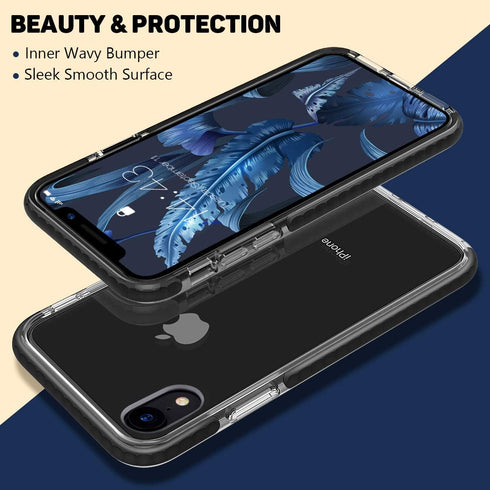 MATEPROX Clear Thin Slim Case for iPhone XR - Anti-Yellow, Anti-Slippery, Shockproof Bumper (Black)