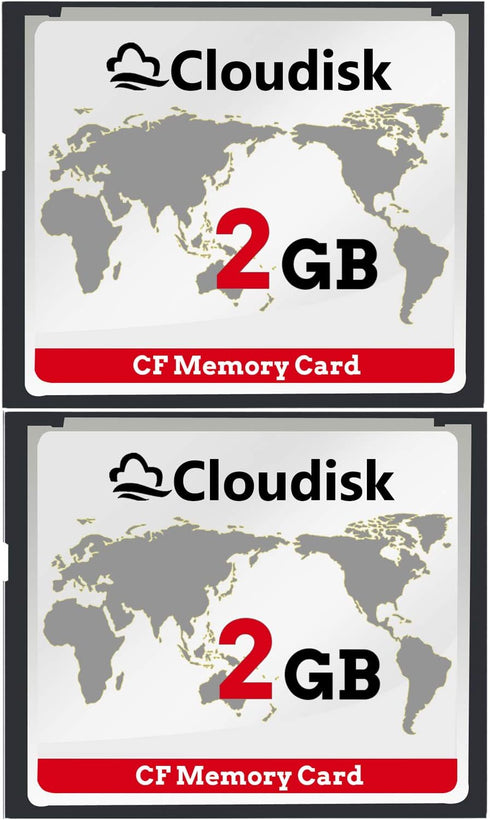 Cloudisk Pack of 2 Compact Flash Card 2GB CF 2.0 Performance for Vintage
