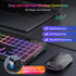 Wireless Keyboard and Mouse Combo with Backlit, 2.4G Full Size Ergonomic Keyboard with Light Up Letters, Rechargeable