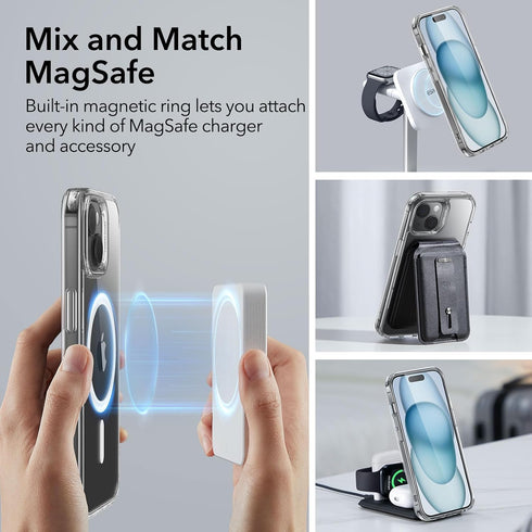 ESR Classic Series Clear Case for iPhone 15, MagSafe Compatible, Scratch-Resistant, Military-Grade Protection,