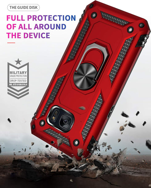 Androgate Case for Samsung Galaxy S7 with HD Screen Protectors, Military-Grade Kickstand, Shockproof Cover Green