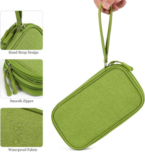 Electronic Organizer Travel Cable Accessories Bag for Power Bank, Charging Cords, Mouse, USB Cable, Earphones - Green