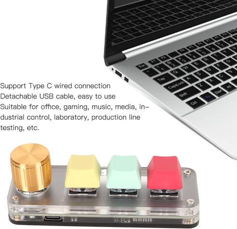 Yoidesu USB Mini 3 Keys Keypad with Knob, One Handed Mechanical Gaming Keyboard, DIY Programming Macro Keypad for