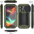 JINGANGYU 15 Metal Heavy Duty Phone Case Compatible with iPhone with Kickstand Built-in Gorilla Glass Lens Slide Camera