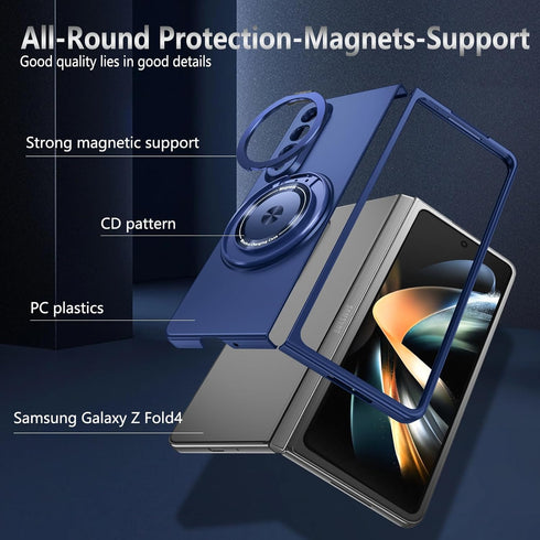 Rugged Phone Case for Samsung Z Fold 4, 2 in 1 Soft TPU and Hard PC Cover, Shockproof Blue