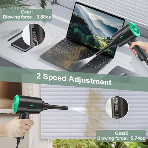 5.74oz 2 Meudeen Air Duster - Electric Air Blower - High Power Cleaning for Computer - PC - Gear Compressed Air