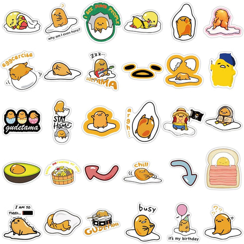 CHVISO 60PCS Japanese Lazy Egg Kawaii Stickers, Vinyl Waterproof Stickers for Kids, Teens, Adults