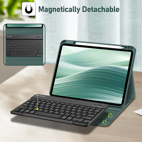 Fintie Keyboard Case for iPad Pro 11-inch M4 (2024), Protective Soft TPU Back Stand Cover with Pencil Holder,