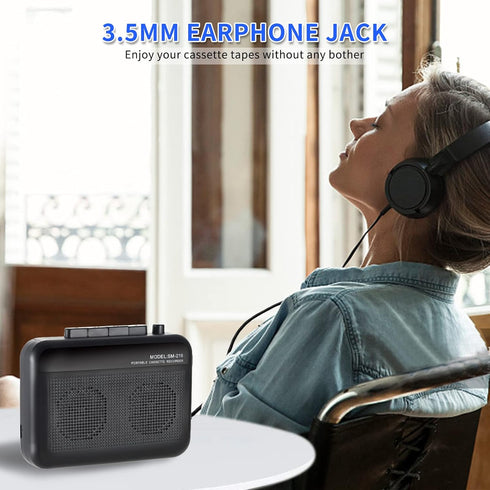 Portable Cassette Player Recorder with Bluetooth Transmitter, Walkman with Headphone Jack, Powered by AC or AA