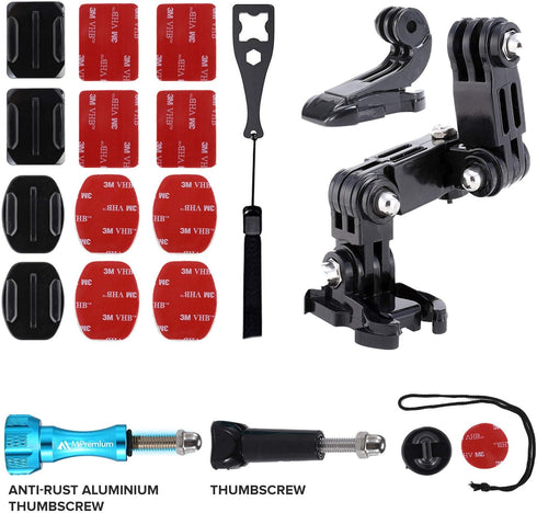 MiPremium Motorcycle Helmet Chin Mount Kits for GoPro Hero 12 11 10 9 8 7 6 5 4 3, Black Silver