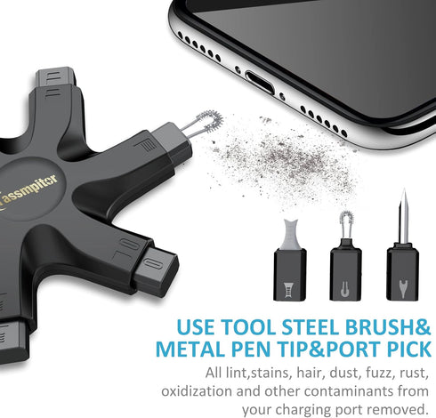iPhone Cleaning Kit Port Cleaner Repair & Restore Tool for iPad Pro Watch Cell Phone Charging Port, Lightning Charger Cables Speaker Airpod Cleaning Putty Dust for All Devices - Snowflake Multitool