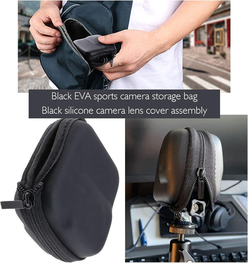 Create idea Set with 2Pcs Mini Case Lens Cap Replacement Compatible with Insta360 ONE R/RS Action Camera Silicone Lens Cover Accessories Black