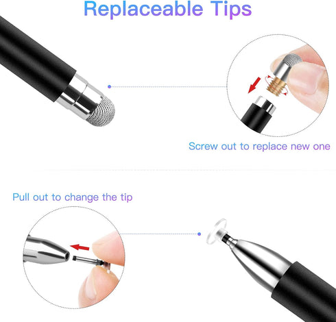 Stylus for iPad (2 Pcs) - Magnetic Disc Universal Stylus for All Capacitive Touch Screens - Black/Rose Gold