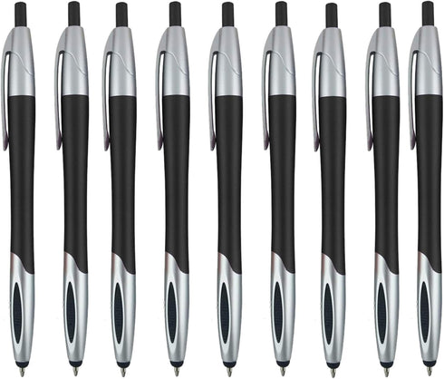 Stylus with Ball Point Pen for iPad Mini, iPad 2/3, New iPad, iPhone 5 4S 4 3GS, Samsung Galaxy S IV/S4, Black (12 Pack)