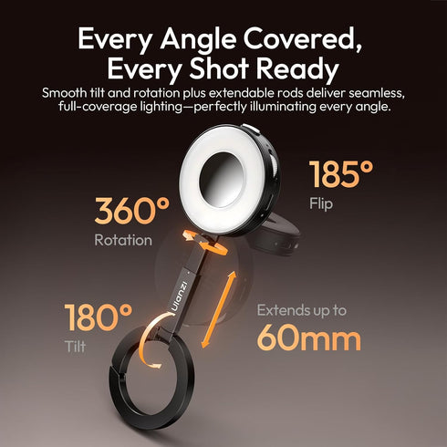 ULANZI ML05 9000K CRI97 360 Phone Light, Dual-Sided Magnetic Cell Phone Selfie Lights for iPhone/Android, Smartphone