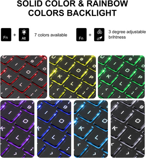 Keyboard Case for Samsung Galaxy Tab S9+ Plus 12.4 inch, 7 Colors Backlit, Magnetic Detachable, Bluetooth Connection,