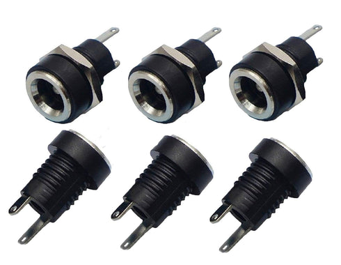 YXQ 5.5mmx2.1mm DC Power Supply Jack 2 Pin Socket Female Panel Mount Connector, 6-Pack