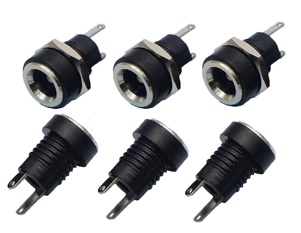 YXQ 5.5mmx2.1mm DC Power Supply Jack 2 Pin Socket Female Panel Mount Connector, 6-Pack