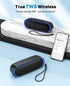 LENRUE Bluetooth Speakers - Waterproof Portable Speakers with TWS, 24 Playtime, Stereo Sound, Black