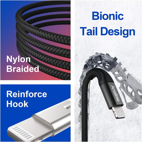 Apple MFi Certified 4Ft USB C to Lightning Cable, 3A Fast Charging, Nylon Braided, Compatible with iPhone 14/13/12/11 -
