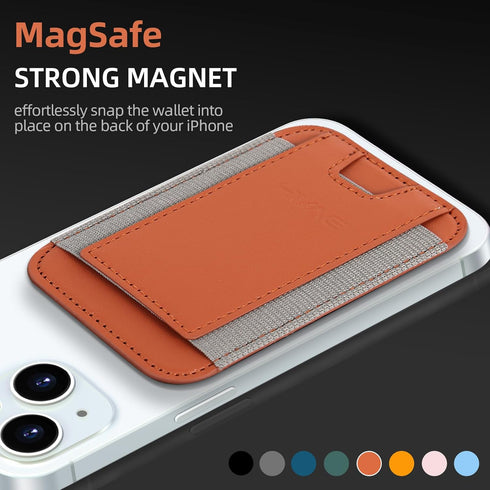 HiWe Magnetic Wallet for iPhone 15/14/13/12, Minimalist Leather Card Holder, RFID Blocking, Slim Design, Brown