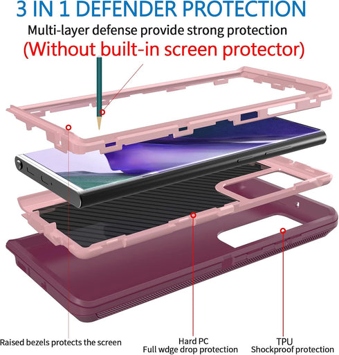 Anloes Heavy Duty Case for Samsung Galaxy Note 20 Ultra 5G, Shockproof Dustproof Rugged Defender Protective Cover