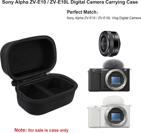 Carrying Case for Sony Alpha ZV-E10 / ZV-E10L - APS-C Interchangeable Lens Mirrorless Vlog Camera Kit, Portable Digital Camera Travel Protective Cover Bag Storage Holder, Black