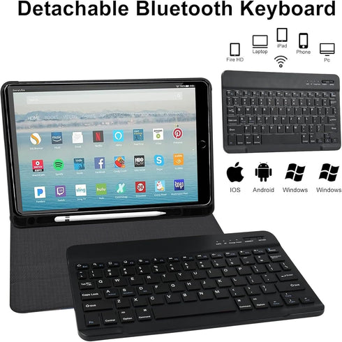 Horse Keyboard Case for iPad 10th Generation 10.9 Inch 2022, Slim Stand Protective Cover with Detachable Bluetooth