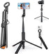 MQOUNY Magnetic Phone Tripod,76" Auto-Open Phone Stand with Metal Ring & Rechargable Remote,Portable