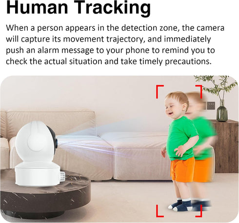 EVERSECU 2 Smoke & Gas Detection Home Security Camera with Sound Alarm & Real Time Alert, Humanoid Auto Tracking, Way