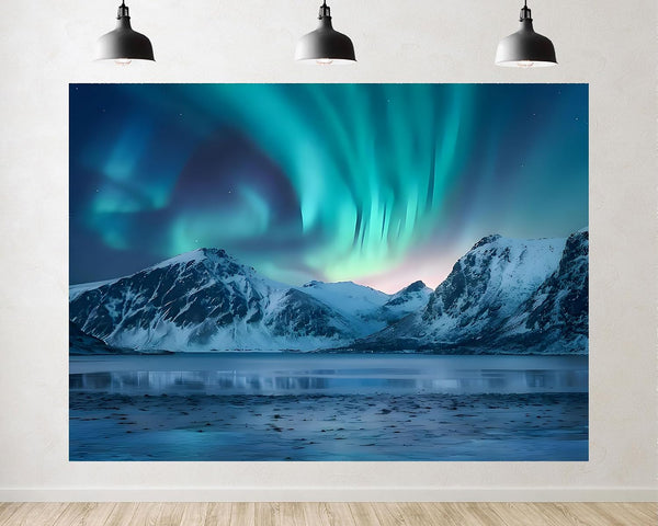 TryKid 10x10ft Aurora Borealis Backdrop Frozen Tundra Norway Polar Colorful Night Sky Forest