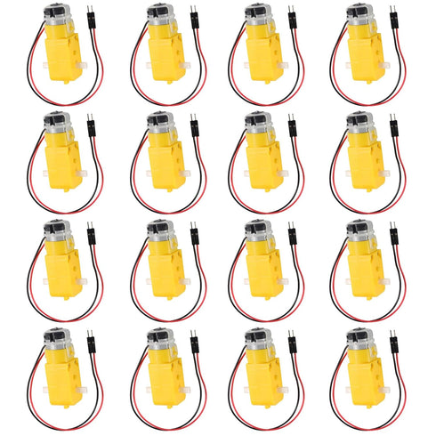 16PCS DC Electric Gear TT Motor DC 3V-6V Prewired Gear Motor Dual