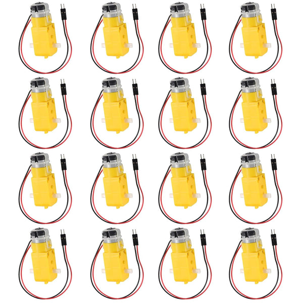 16PCS DC Electric Gear TT Motor DC 3V-6V Prewired Gear Motor Dual