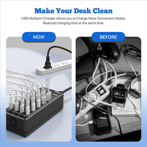 USB Charging Station Block, 24-Port 100W USB A Charger Block, Fast Charger Desktop Station for Apple iPhone, iPad,