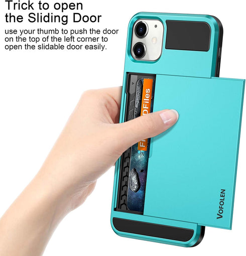 Vofolen Compatible with iPhone 12 Mini Case, Wallet Cover with Credit Card Holder, Anti-Scratch Dual Layer Shell