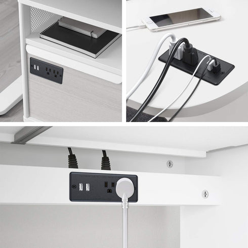 Jgstkcity 2 Grommet 9.85ft Recessed Power Strip with USB,Flat Plug Ultra Thin Extension Cord,Furniture Desktop Charging